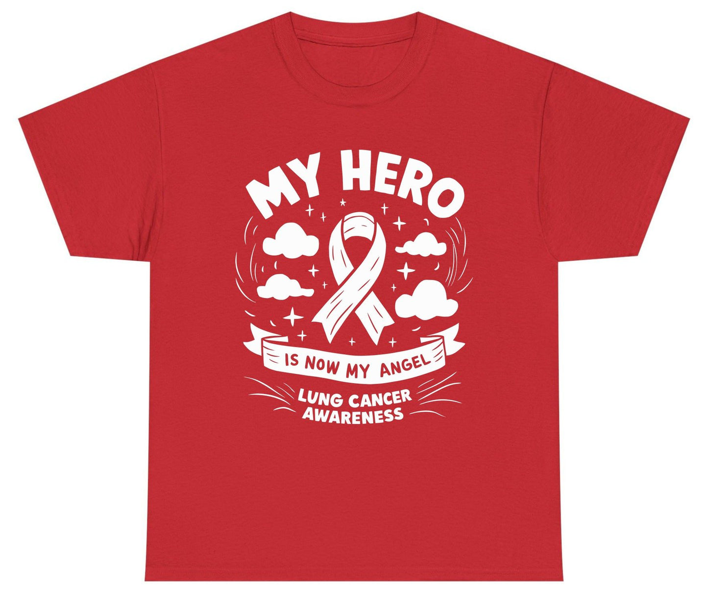 My Hero Is Now My Angel Lung Cancer Awareness lung cancer awareness Youth T-Shirt Red product mockup