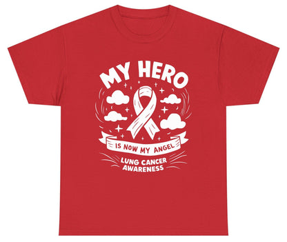 My Hero Is Now My Angel Lung Cancer Awareness lung cancer awareness Youth T-Shirt Red product mockup
