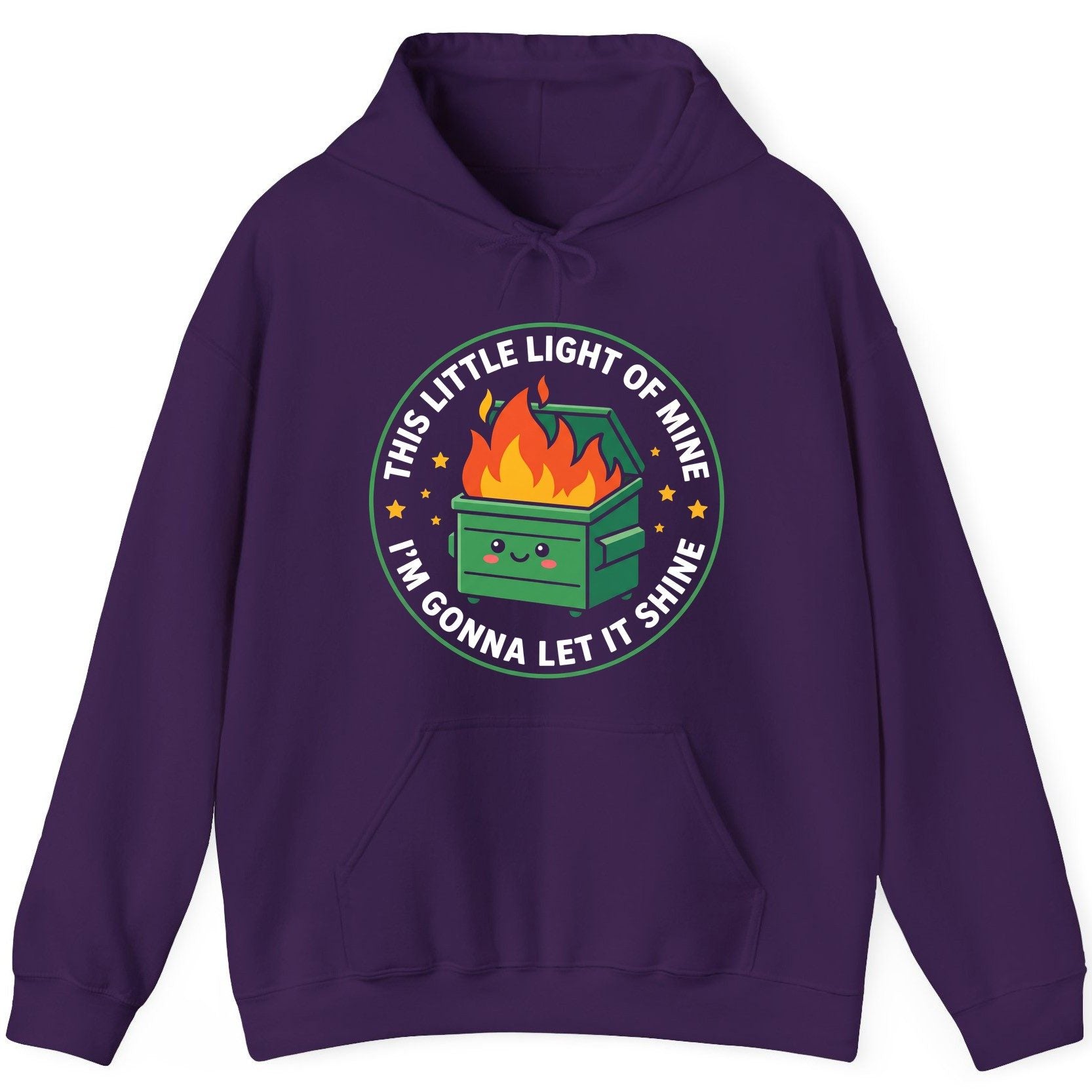 This little light of mine I'm gonna let it shine Dumpster Fire Hoodie Purple product mockup