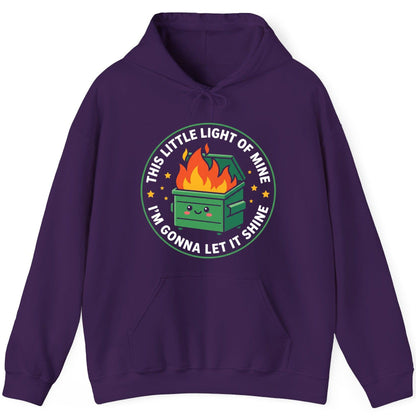 This little light of mine I'm gonna let it shine Dumpster Fire Hoodie Purple product mockup