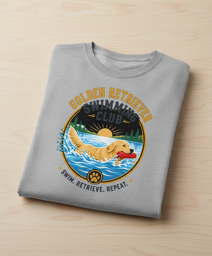 Golden Retriever Swimming Club T-Shirt - Sport Grey