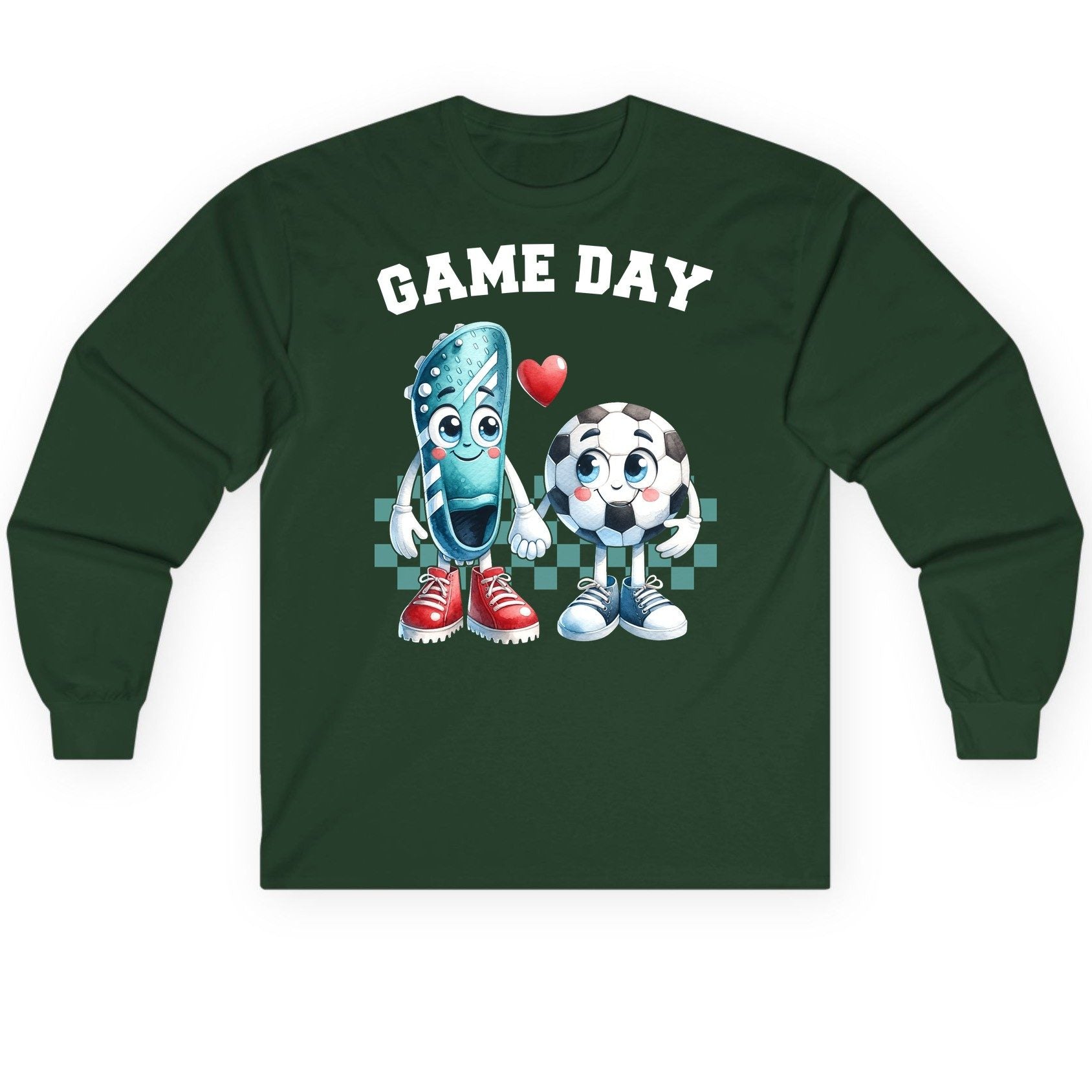 Game Day soccer Long Sleeve Tee Forest Green product mockup