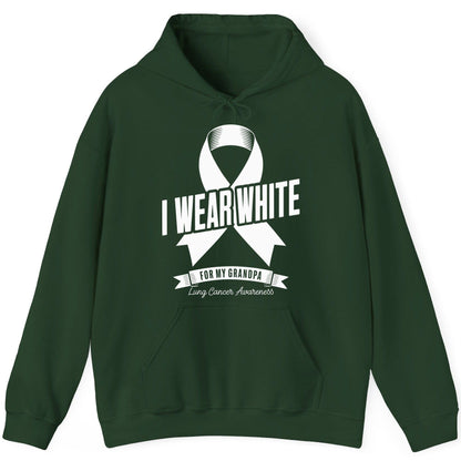 I Wear White for My Grandpa lung cancer awareness Hoodie Forest Green product mockup