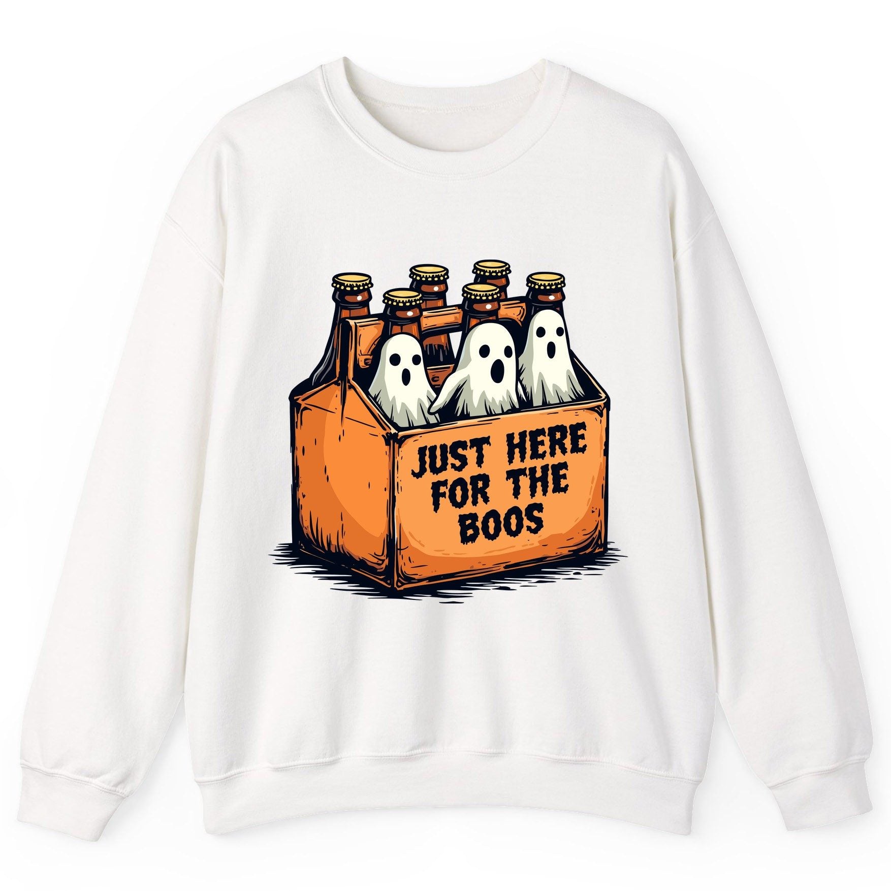 Just Here for the Boos Halloween Sweatshirt White product mockup