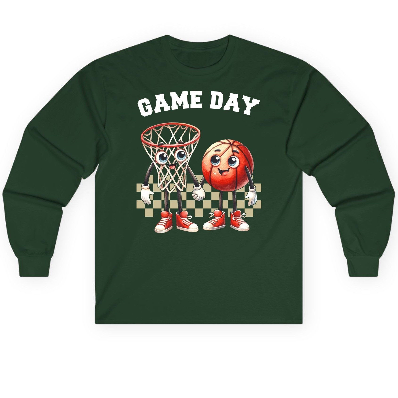Game Day basketball Long Sleeve Tee Forest Green product mockup