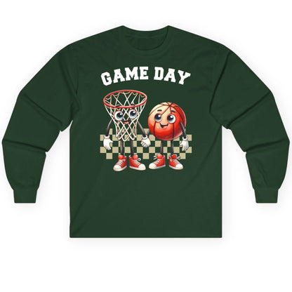 Game Day basketball Long Sleeve Tee Forest Green product mockup