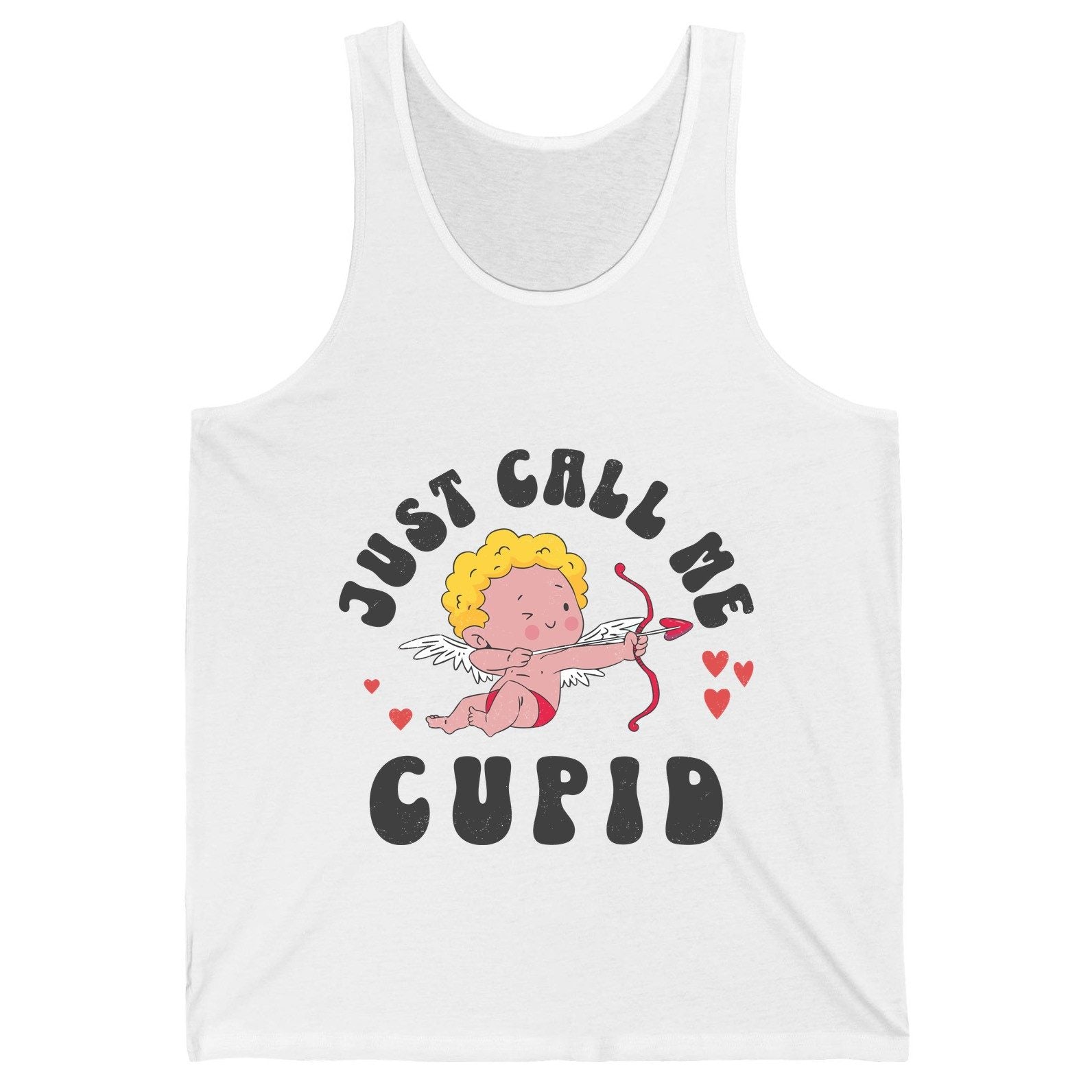 Just Call Me Cupid cupid Tank Top White product mockup
