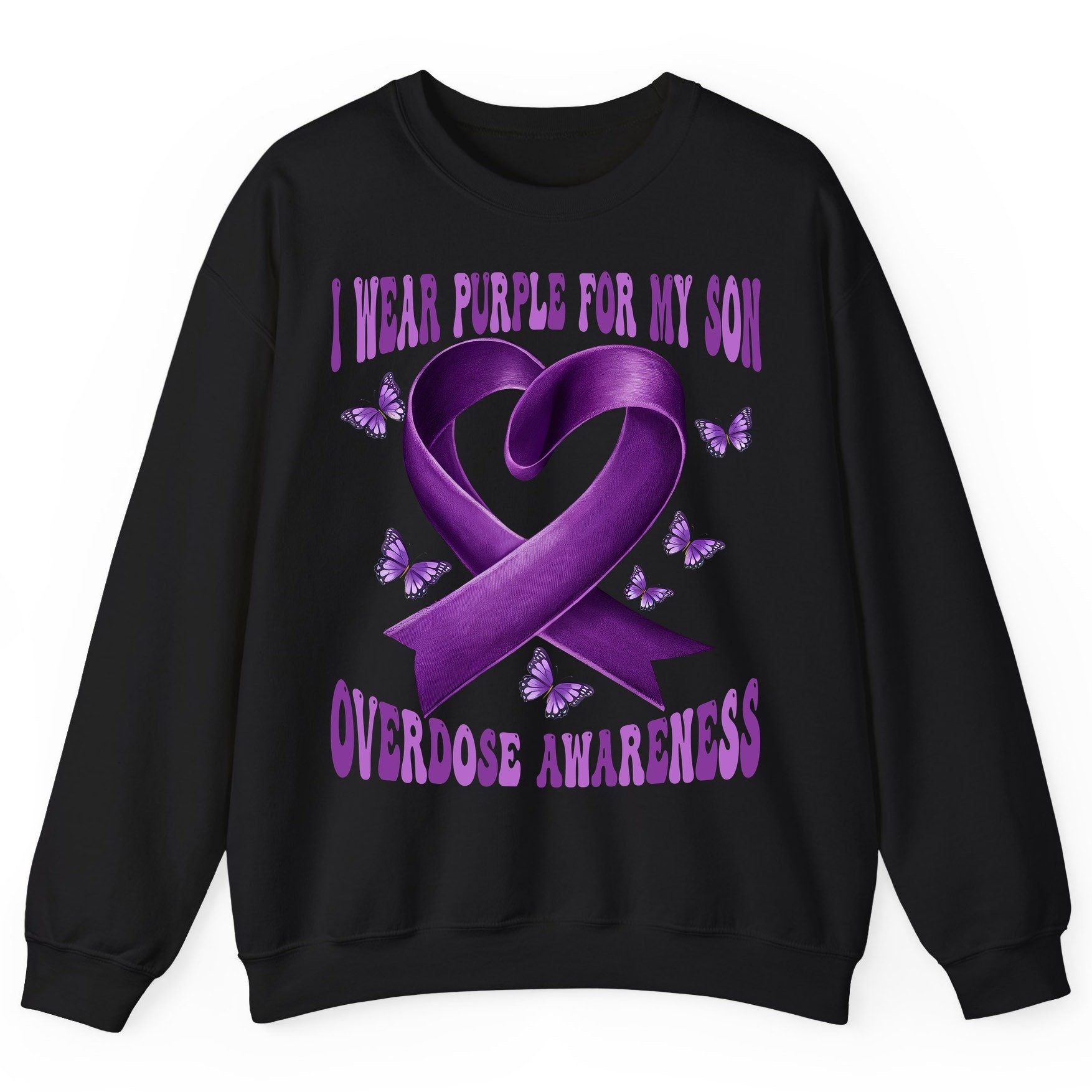 I Wear Purple for My Son Overdose Awareness overdose awareness Sweatshirt Black product mockup