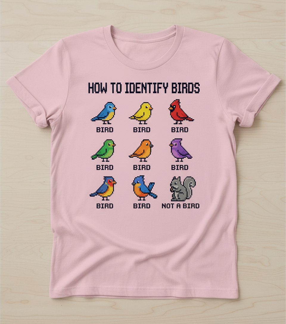 HOW TO Identify BIRDS Funny Birdwatching T-Shirt - product mockup - Light Pink
