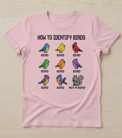 HOW TO Identify BIRDS Funny Birdwatching T-Shirt - product mockup - Light Pink