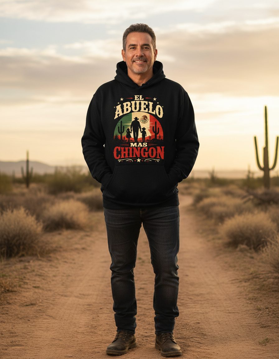 El Abuelo Mas Chingon mexican grandfather Hoodie Black lifestyle mockup