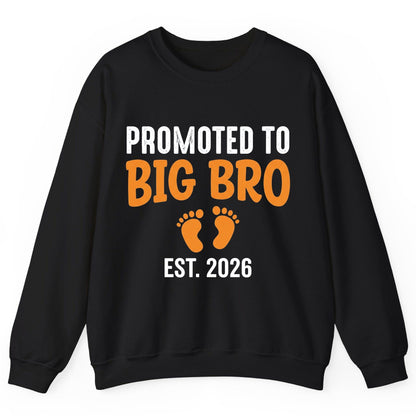 Promoted TO BIG BRO EST 2026 Pregnancy Announcement Sweatshirt - product mockup - Black