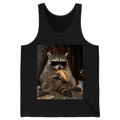 Raccoon Eating Taco Funny Animal Lovers Tank Top - product mockup - Black