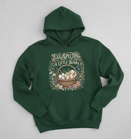 Egg-specting A Little Bunny Pregnancy Announcement Hoodie - Forest Green