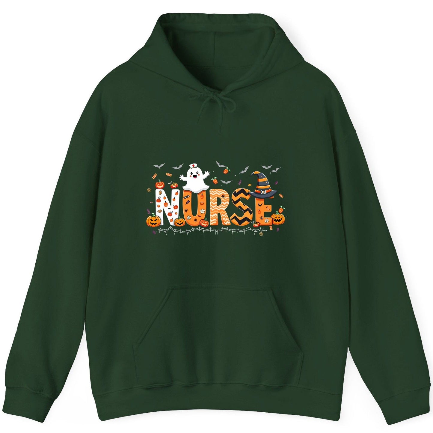 Nurse Halloween Hoodie Forest Green product mockup