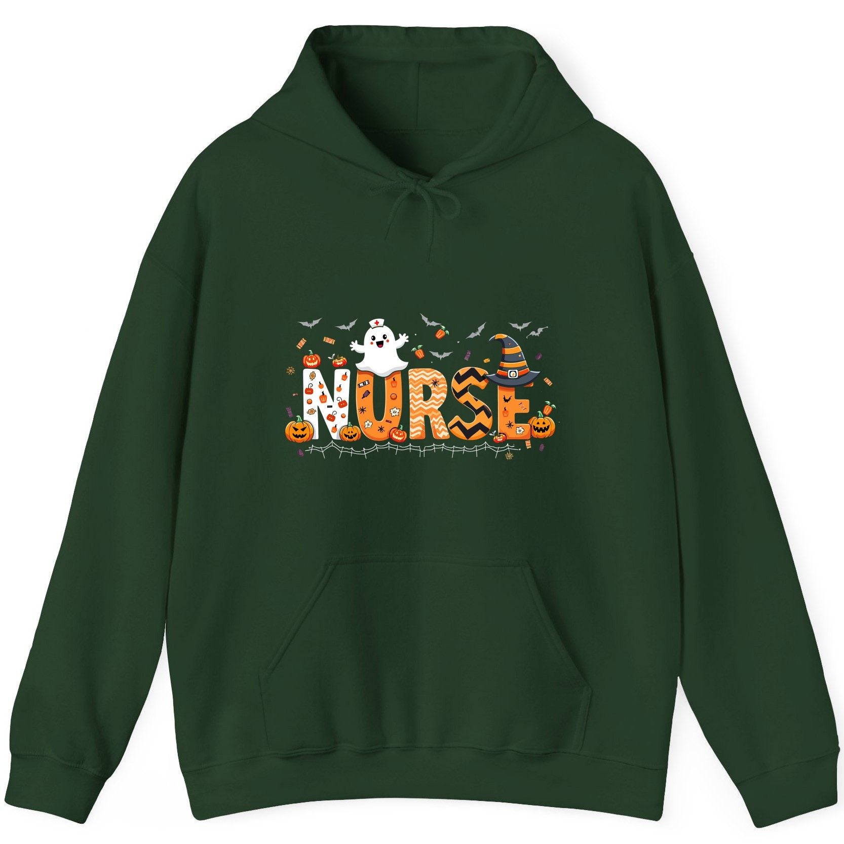 Nurse Halloween Hoodie Forest Green product mockup