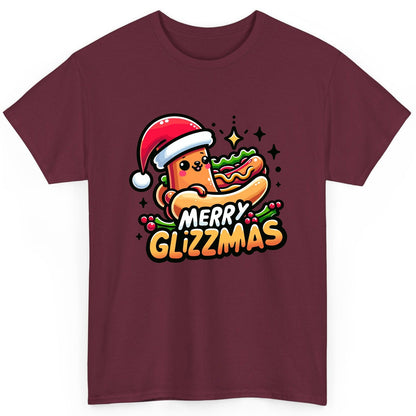 Merry Glizzmas hot dog T-Shirt Maroon product mockup