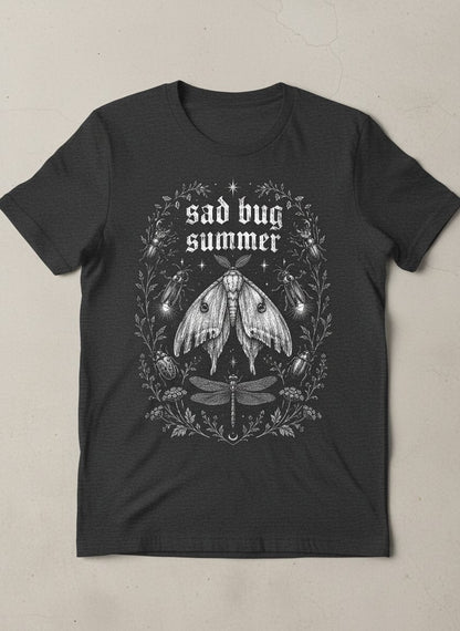 Sad Bug Summer Vintage Insects T-Shirt - product mockup - Dark Heather