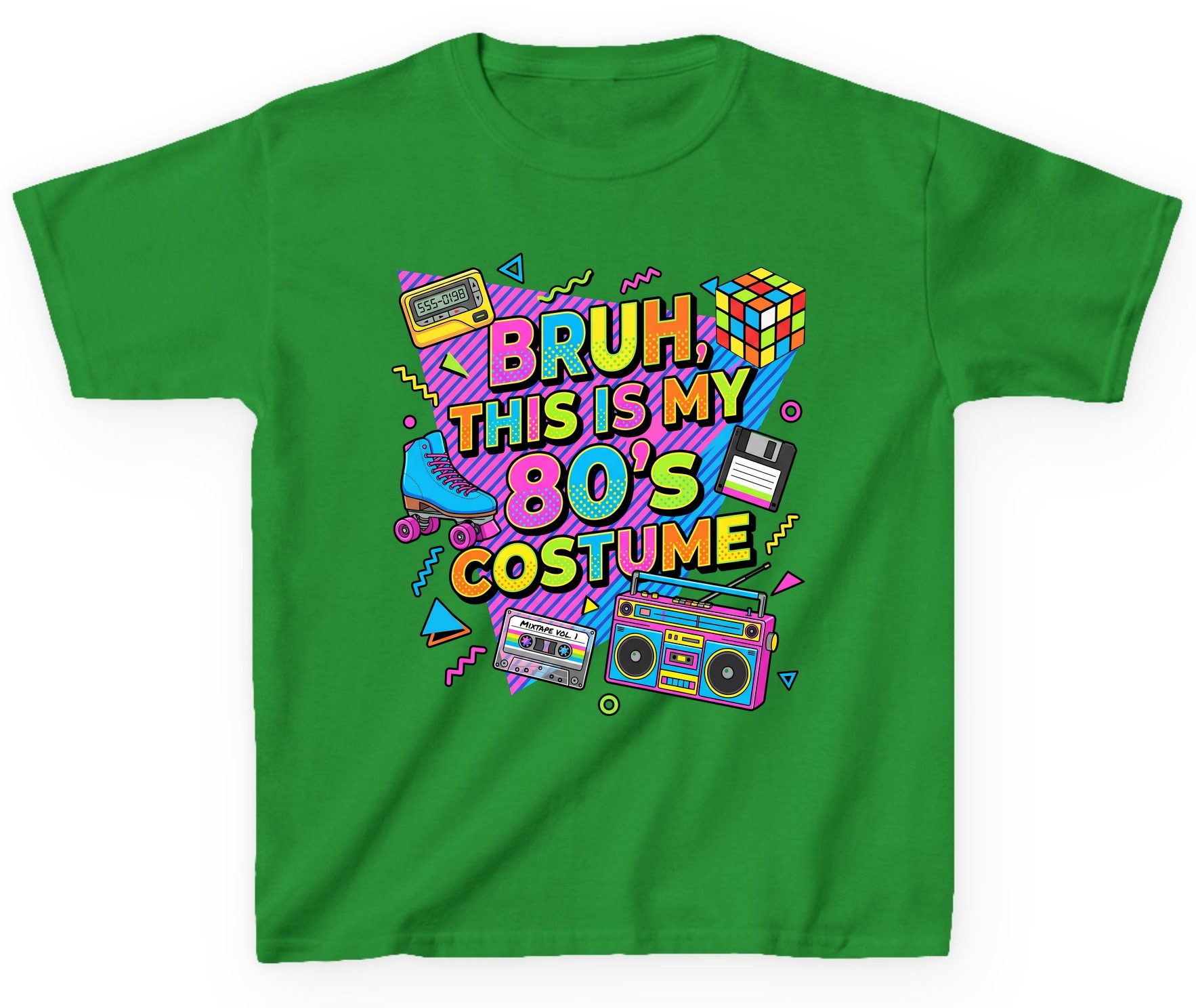 BRUH THIS IS MY 80'S Costume Funny Nostalgia Youth T-Shirt - product mockup - Irish Green