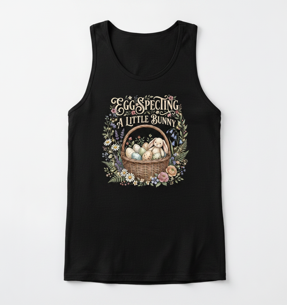 Egg-specting A Little Bunny Pregnancy Announcement Tank Top - Black