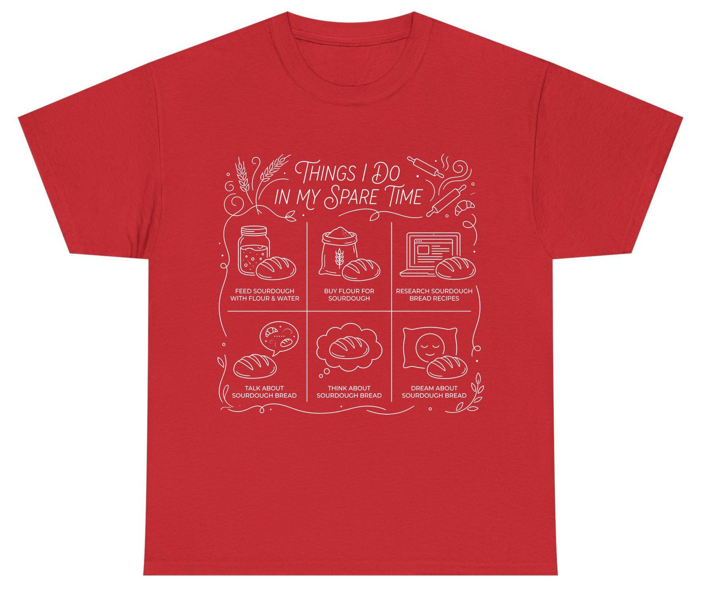 Things I Do in My Spare Time sourdough baking Youth T-Shirt Red product mockup