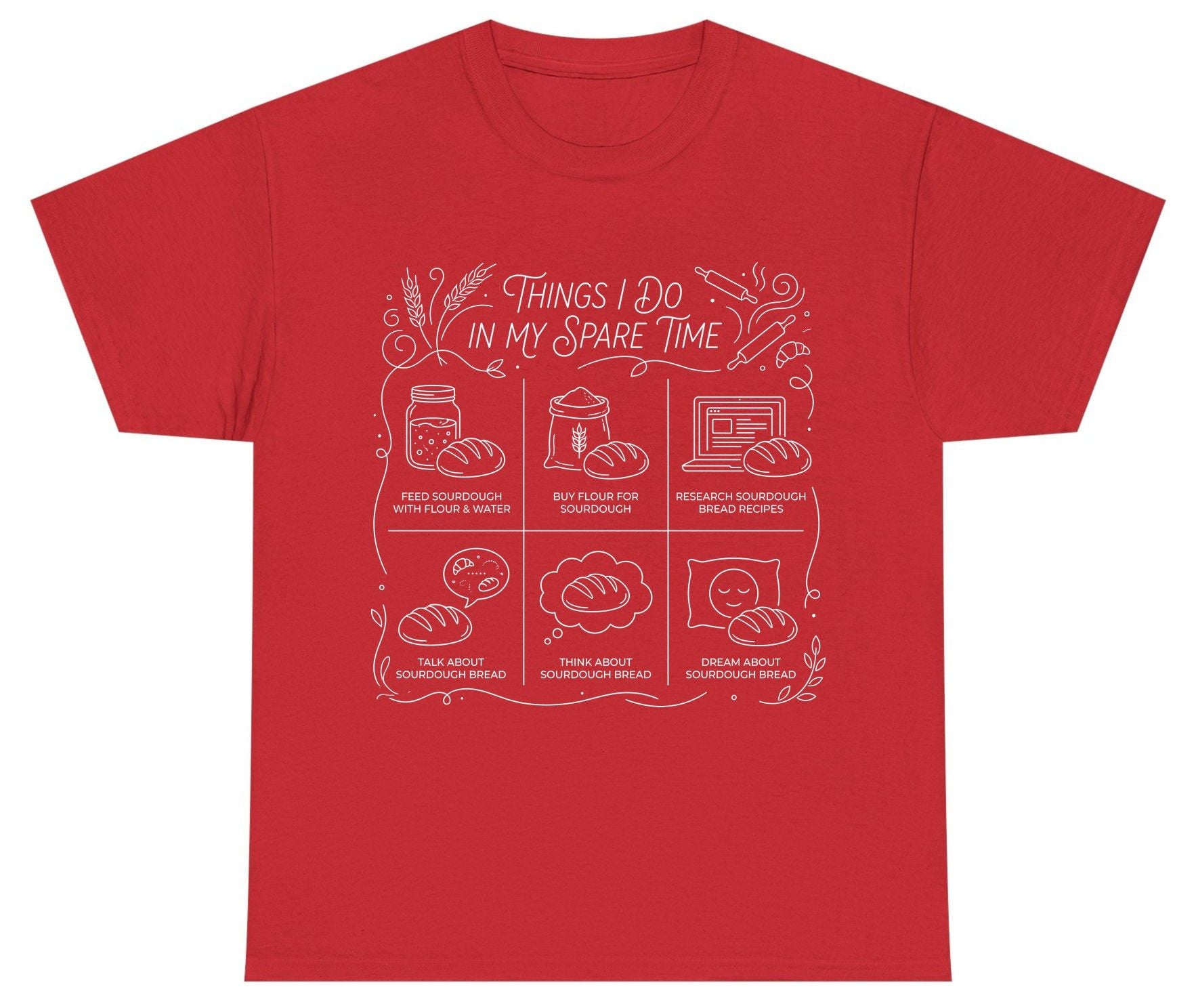 Things I Do in My Spare Time sourdough baking Youth T-Shirt Red product mockup