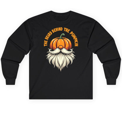 The Beard Behind the Pumpkin Halloween gnome Long Sleeve Tee Black product mockup