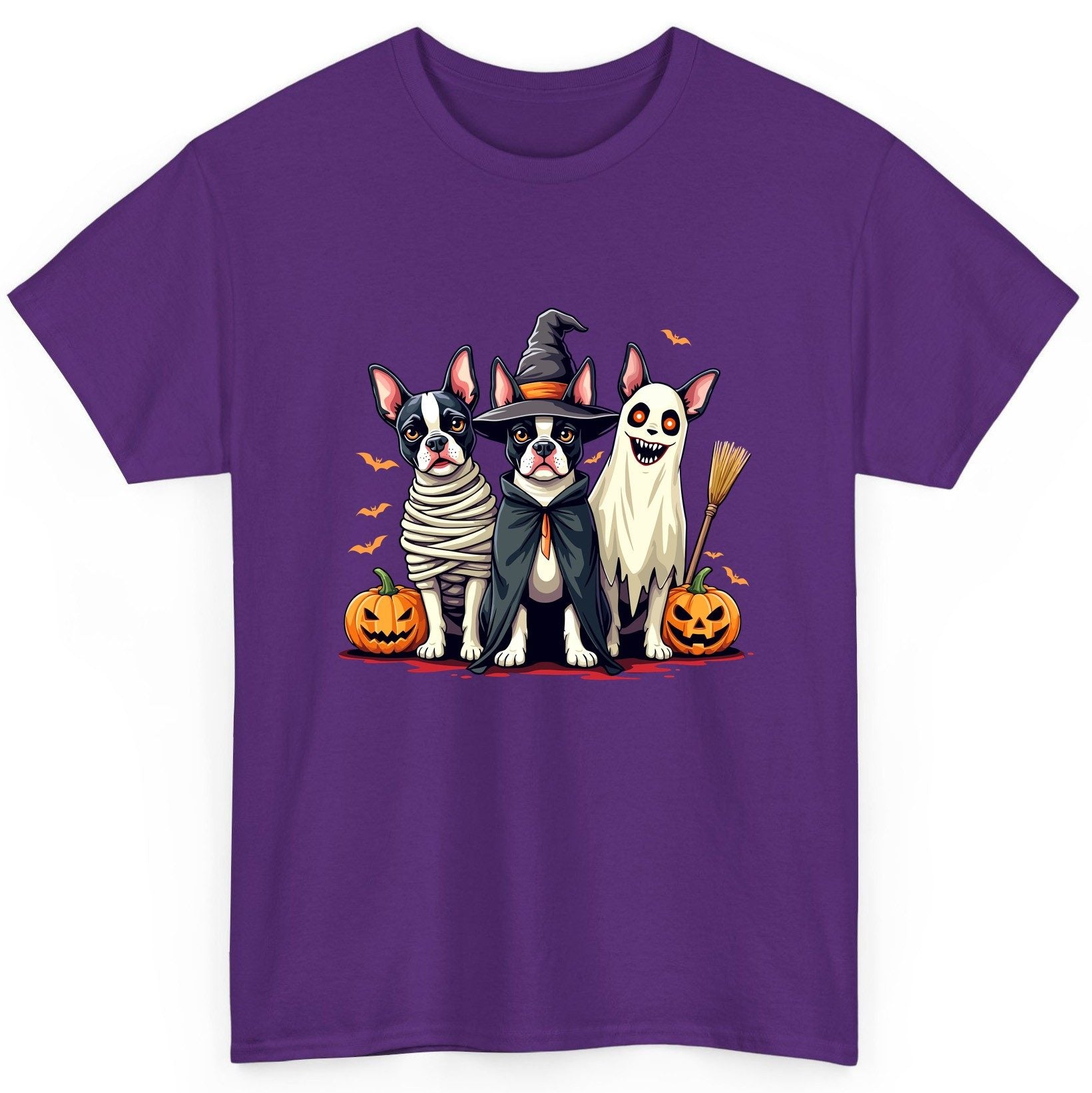 Halloween Boston Terrier Trio boston terrier T-Shirt Purple product mockup