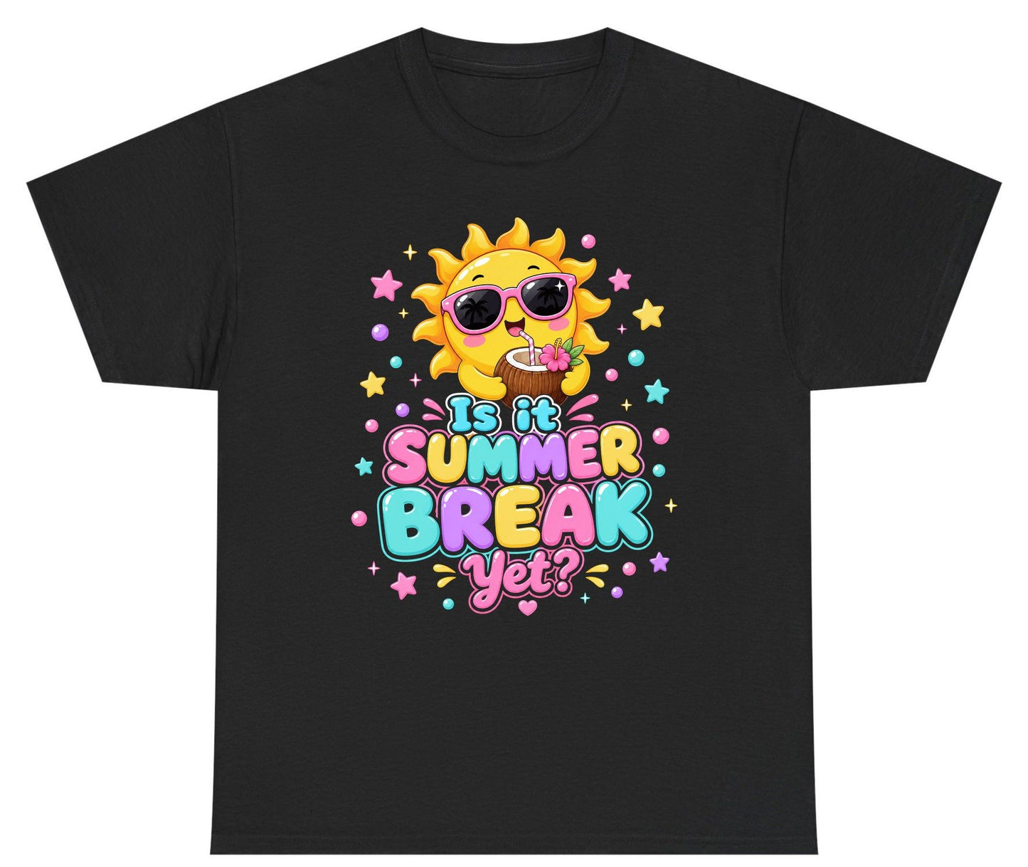 Is It SUMMER BREAK Yet Funny Vacation Youth T-Shirt - product mockup - Black