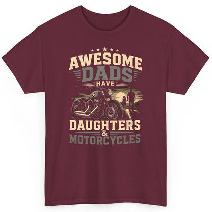 Awesome Dads Have Daughters & Motorcycles biker dad T-Shirt Maroon product mockup