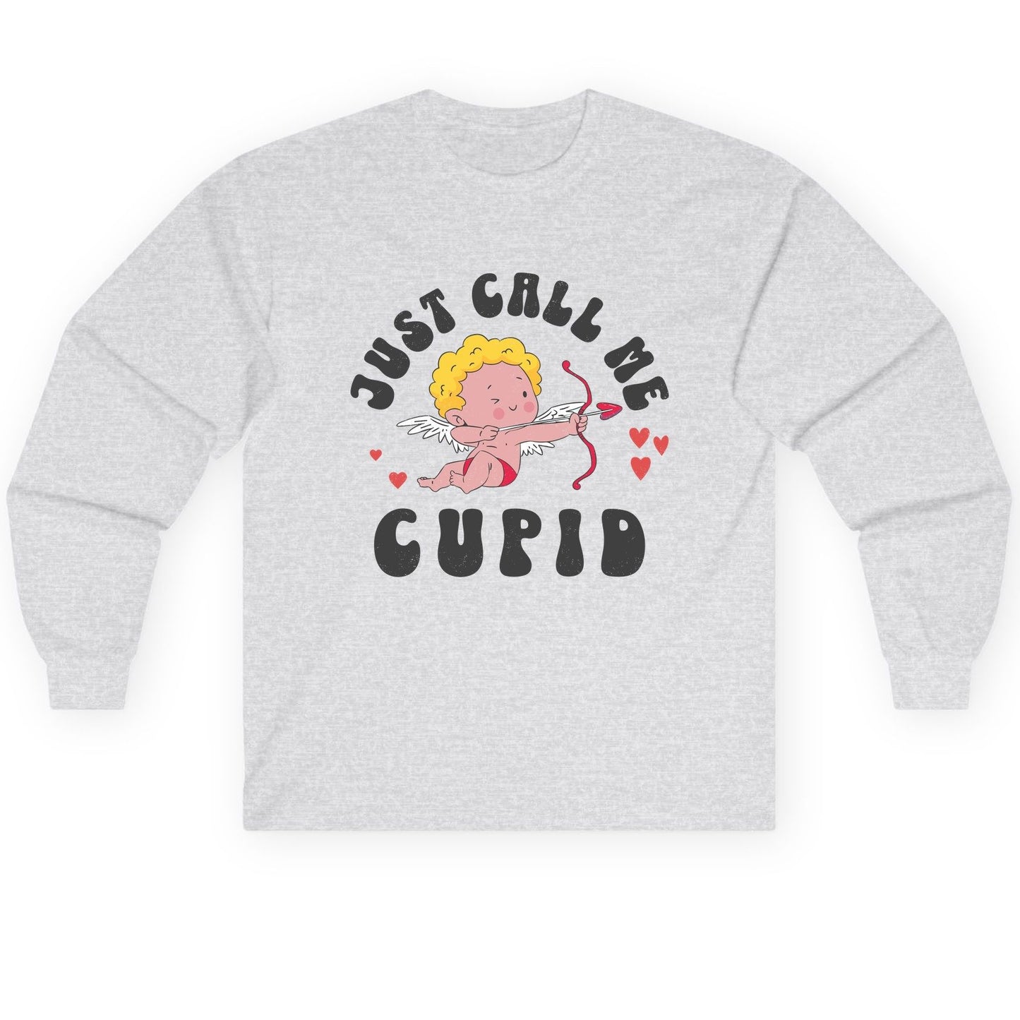 Just Call Me Cupid cupid Long Sleeve Tee Ash product mockup