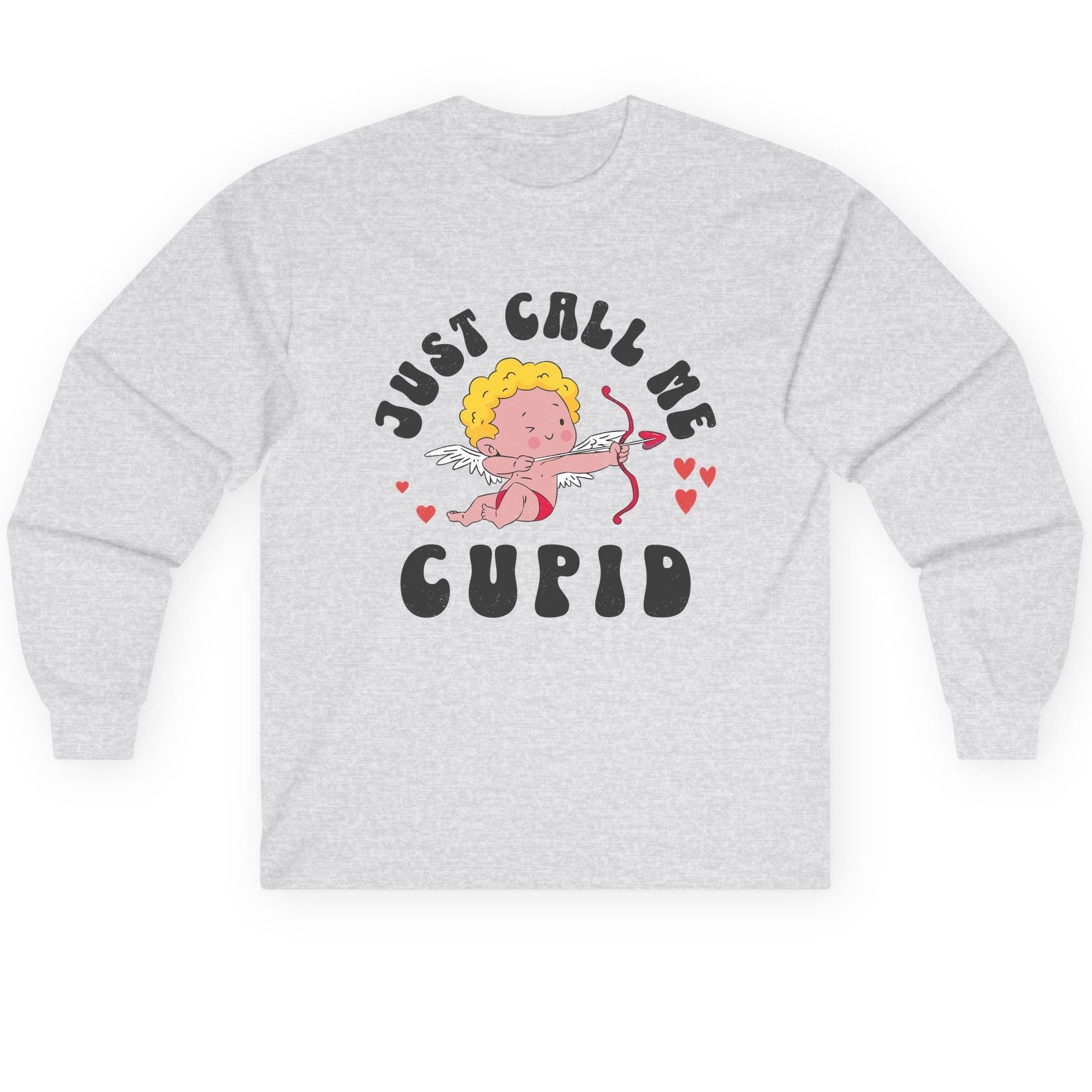 Just Call Me Cupid cupid Long Sleeve Tee Ash product mockup