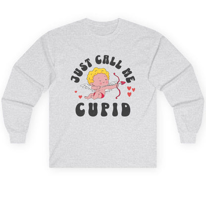 Just Call Me Cupid cupid Long Sleeve Tee Ash product mockup