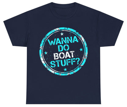 WANNA DO BOAT STUFF Funny Boating Youth T-Shirt - product mockup - Navy