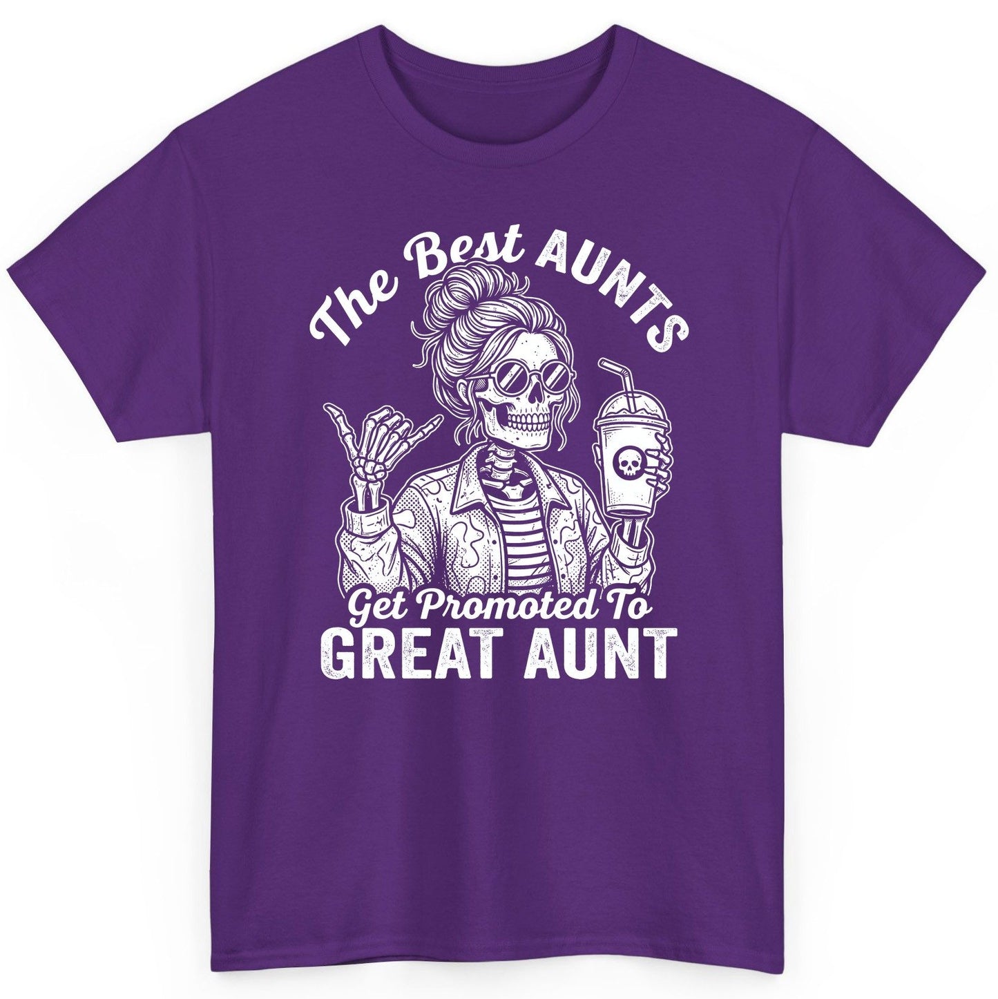 The Best Aunts Get Promoted to GREAT AUNT Funny Announcement T-Shirt - product mockup - Purple