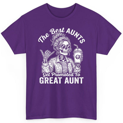 The Best Aunts Get Promoted to GREAT AUNT Funny Announcement T-Shirt - product mockup - Purple