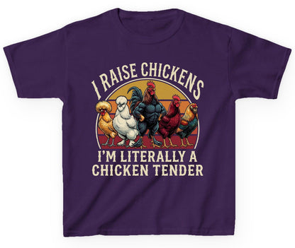 I Raise Chickens I'm Literally a Chicken Tender chickens Youth T-Shirt Purple product mockup