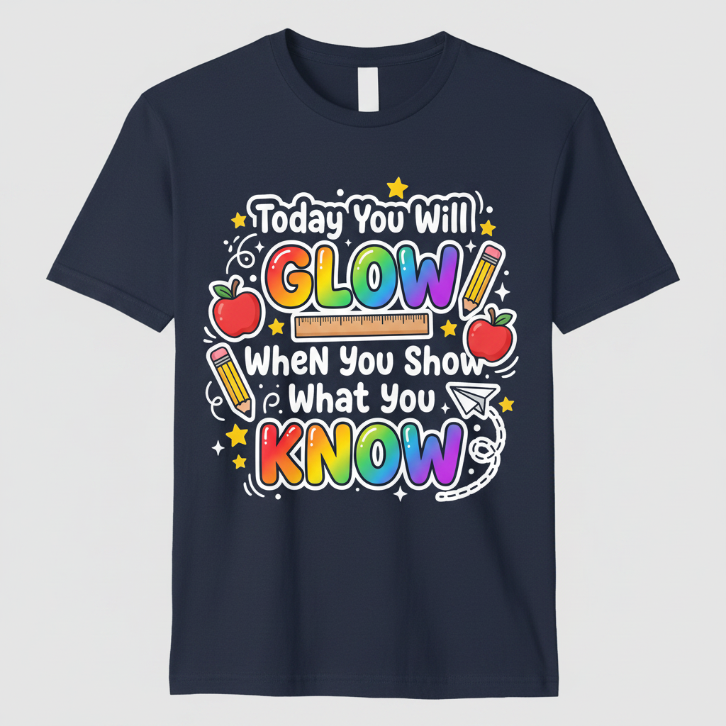 Today You Will Glow Motivational School Quote T-Shirt - Navy