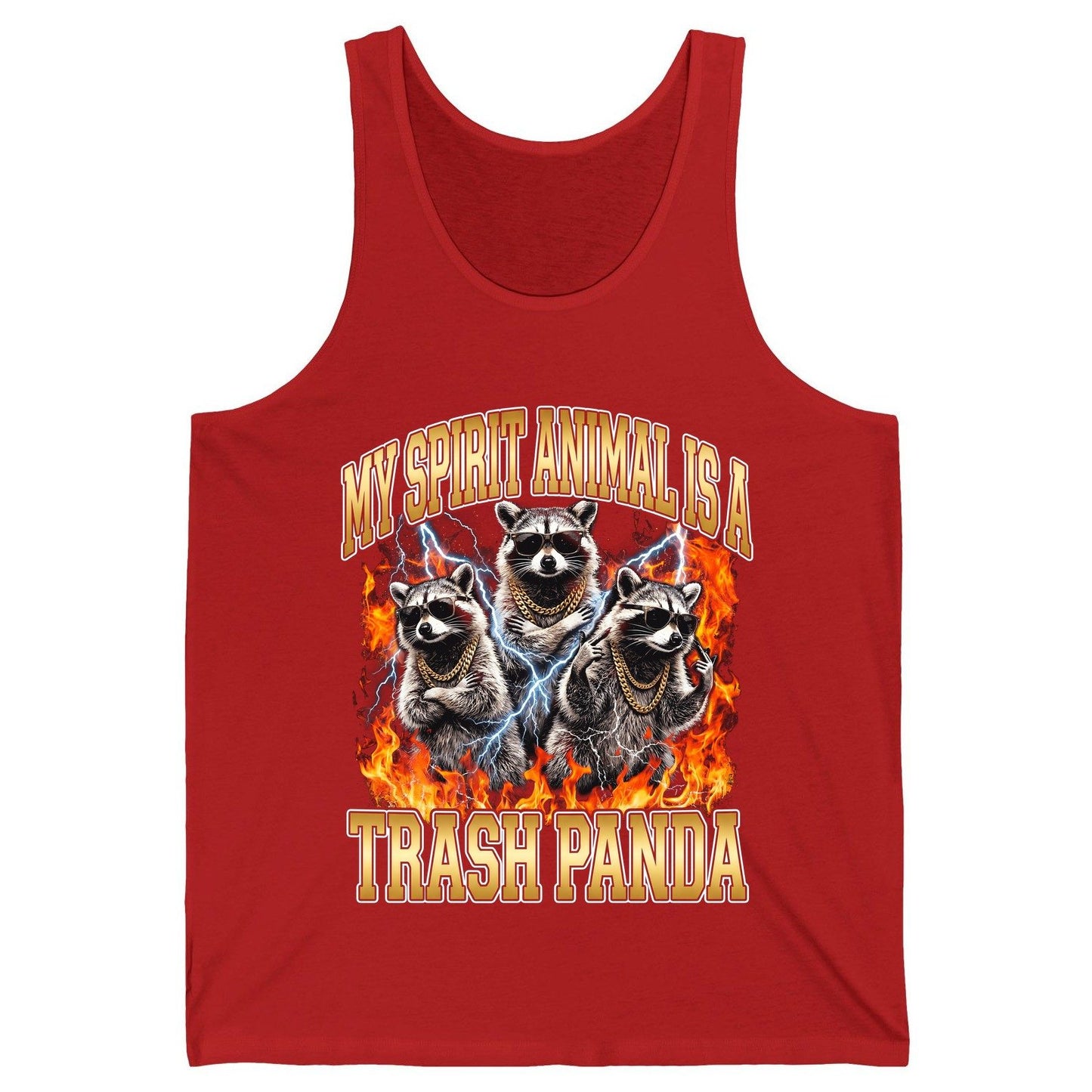 My Spirit Animal Is a Trash Panda raccoon Tank Top Red product mockup