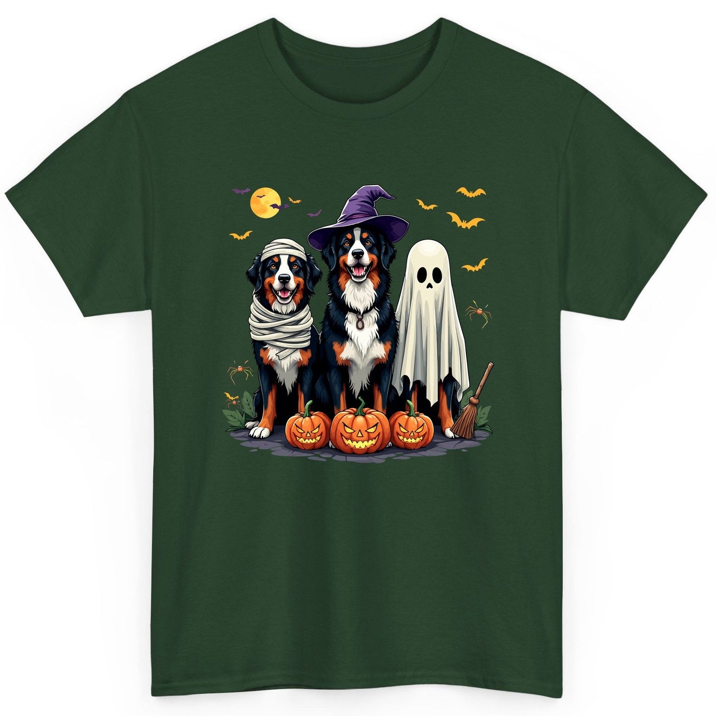 Halloween Bernese Mountain Dogs bernese mountain dog T-Shirt Forest Green product mockup