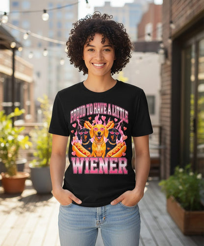 Proud to Have a Little Wiener dachshund T-Shirt Black lifestyle mockup