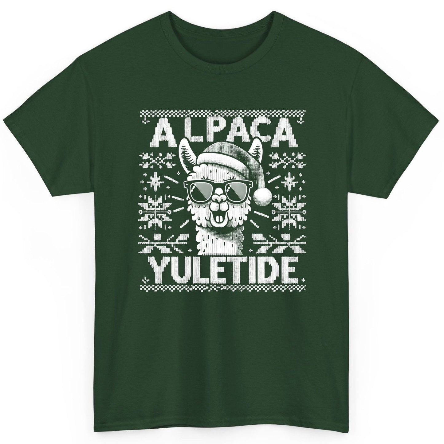 ALPACA Yuletide Funny Lovers T-Shirt - product mockup - Forest Green