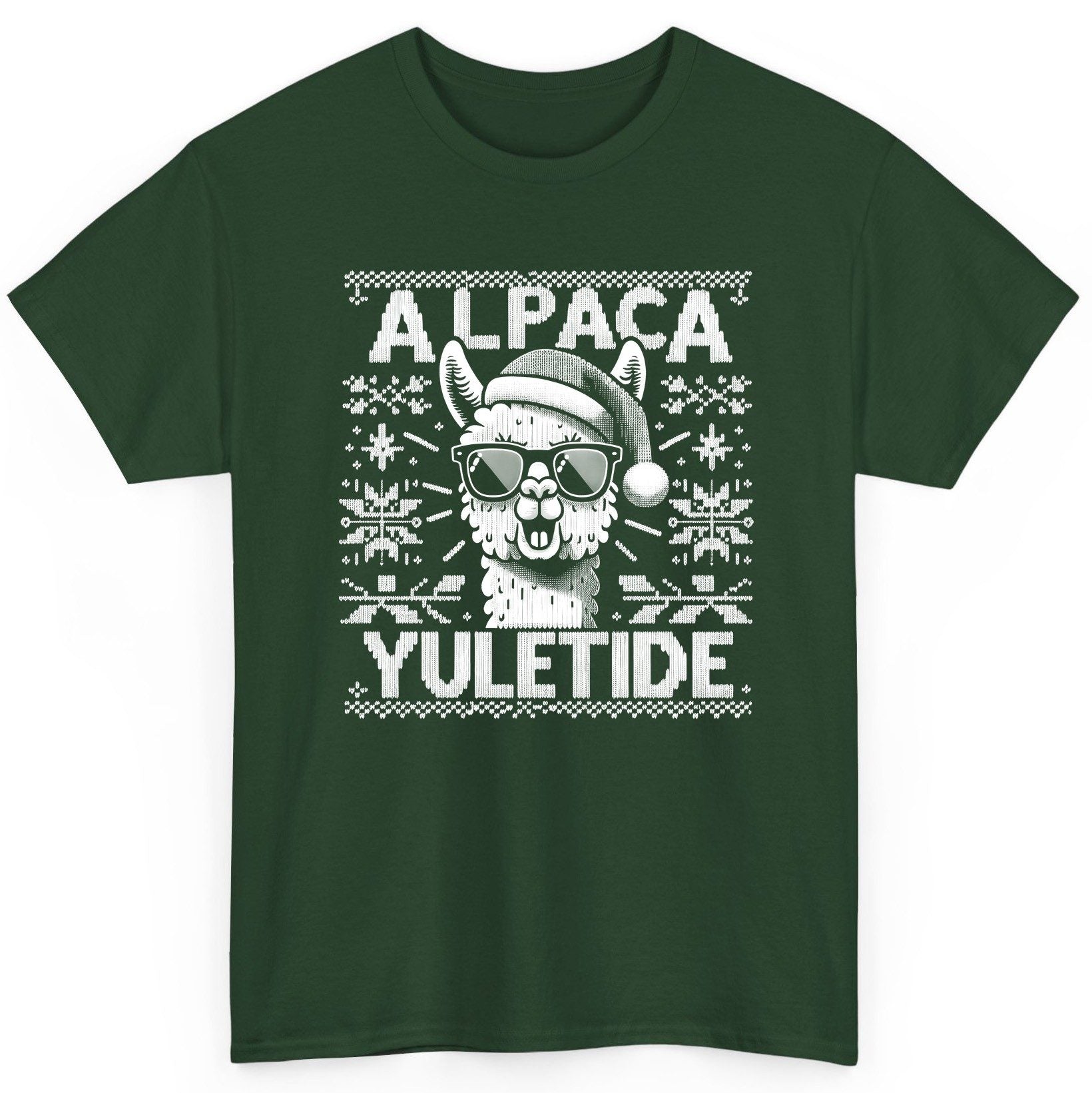 ALPACA Yuletide Funny Lovers T-Shirt - product mockup - Forest Green
