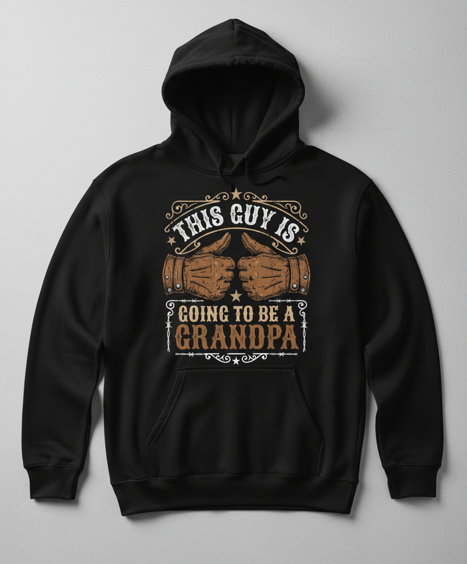 This Guy Is Going To Be A Grandpa Western Style Announcement Hoodie - Black