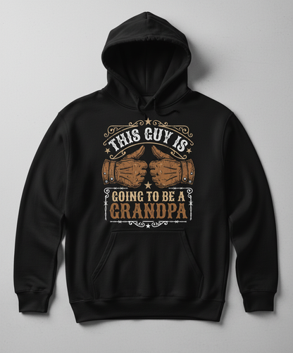 This Guy Is Going To Be A Grandpa Western Style Announcement Hoodie - Black