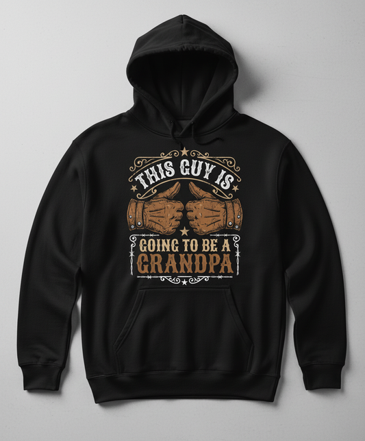 This Guy Is Going To Be A Grandpa Western Style Announcement Hoodie - Black