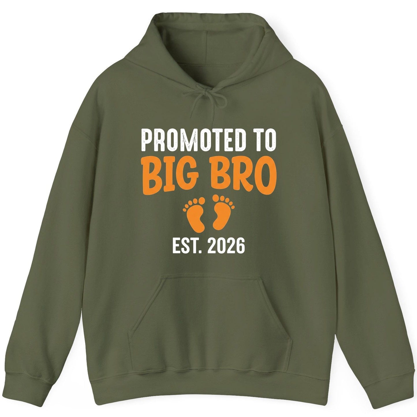 Promoted TO BIG BRO EST 2026 Pregnancy Announcement Hoodie - product mockup - Military Green