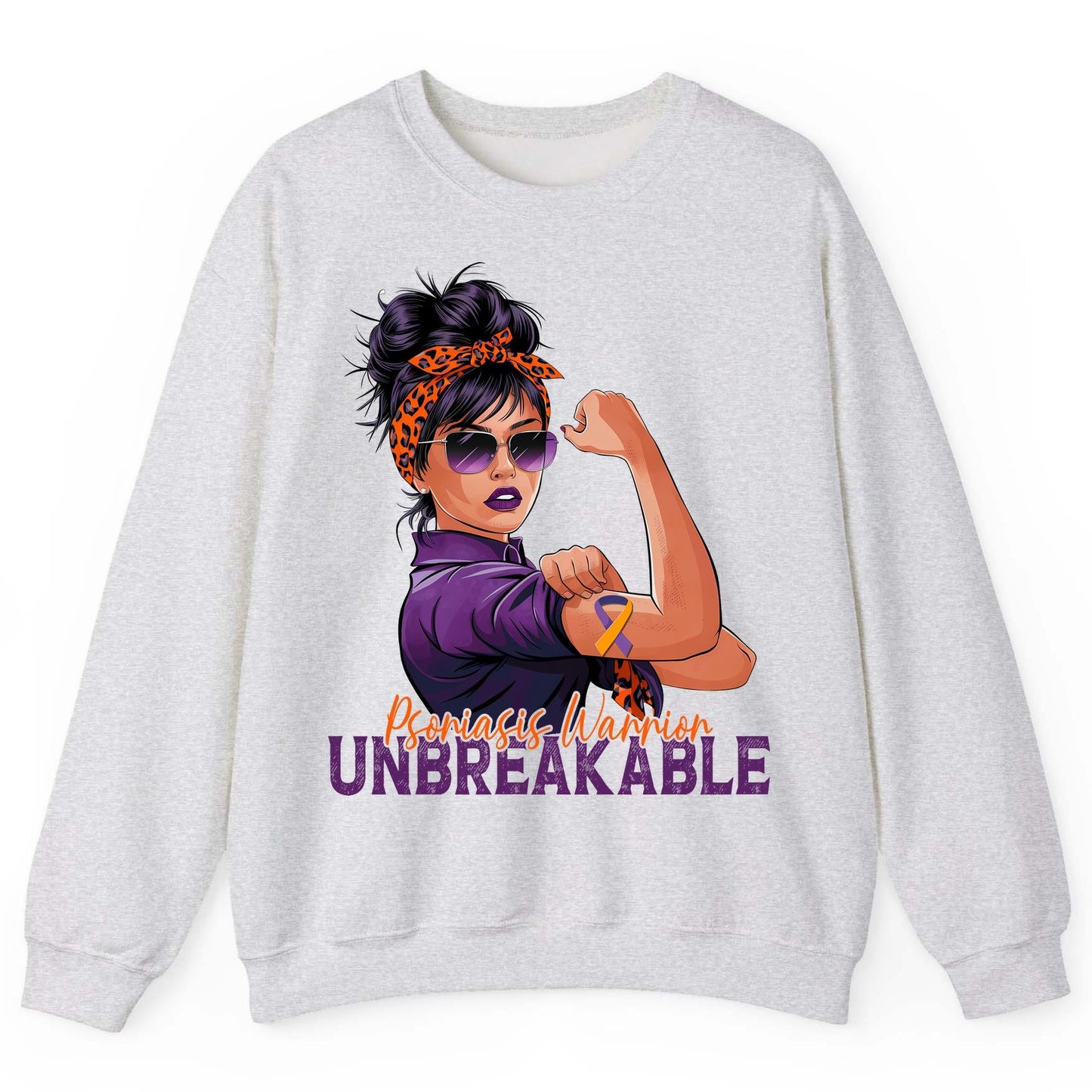 Psoriasis Warrior Unbreakable psoriasis awareness Sweatshirt Ash product mockup