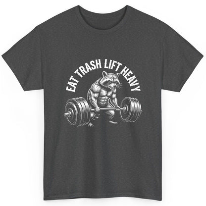 Eat Trash Lift Heavy raccoon T-Shirt Dark Heather product mockup