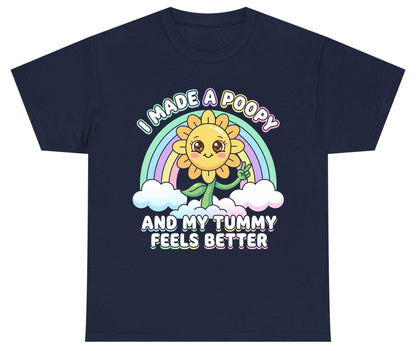 I Made a Poopy and My Tummy Feels Better kawaii sunflower Youth T-Shirt Navy product mockup